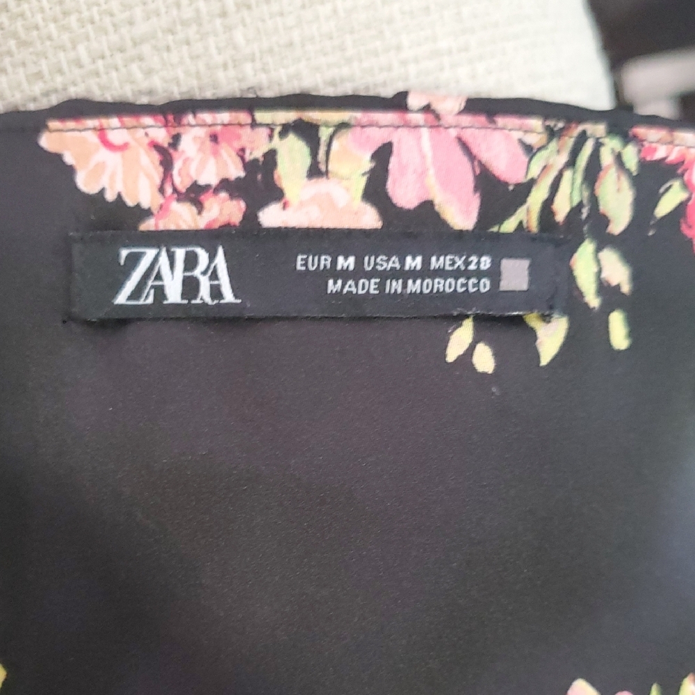 Zara Black Slip Dress with Pink Floral Design - Picture 11 of 12